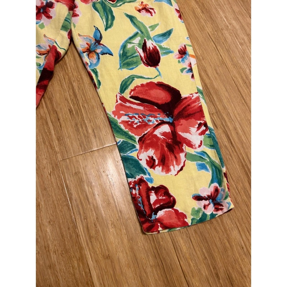 Lauren Ralph Lauren 12P vintage linen resort floral high waisted cropped pants - Picture 7 of 12
